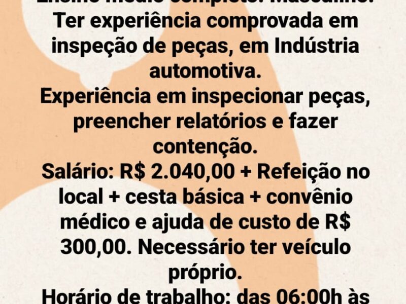 INSPETOR DE QUALIDADE PIRACICABA