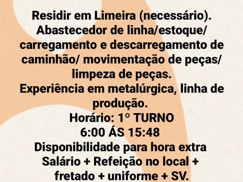 OPERADOR DE LOGÍSTICA LIMEIRA